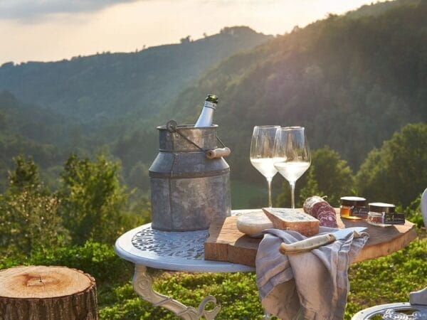 Food & wine table in Italy